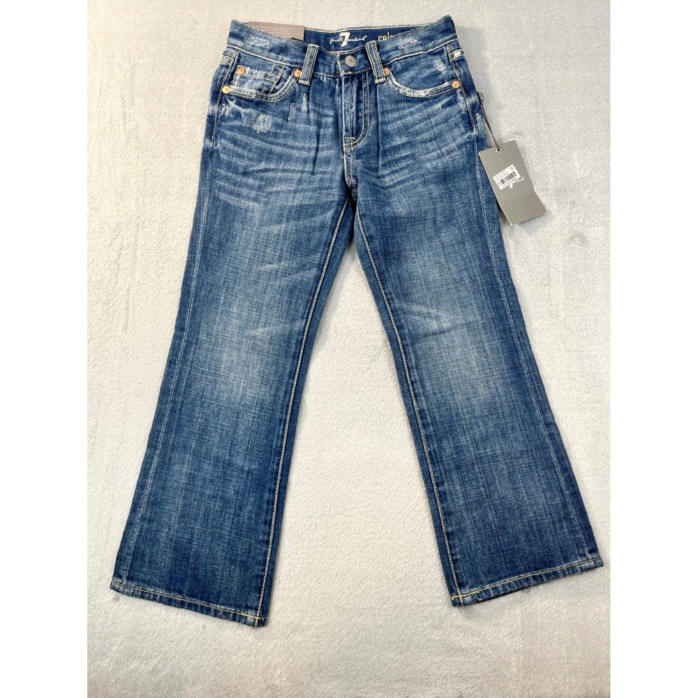 7 For All Mankind Jeans Girls Size 6 Blue New Relaxed Fit Distressed 7FBXB138